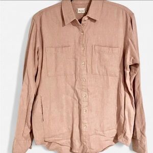Altar'd State Flannel Shacket with Front Pockets, Dust Rose, Size Medium